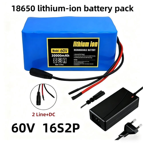 60V 30Ah 16S2P Li-ion Battery 500W with BMS for Electric Scooter