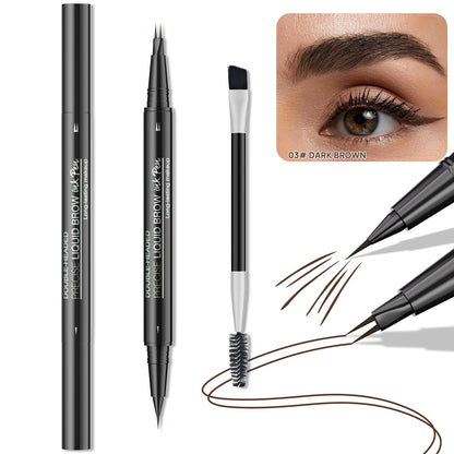 Double-Ended Forked Brow Pen Eyebrow Liner Waterproof SmudgeProof Eyes Makeup