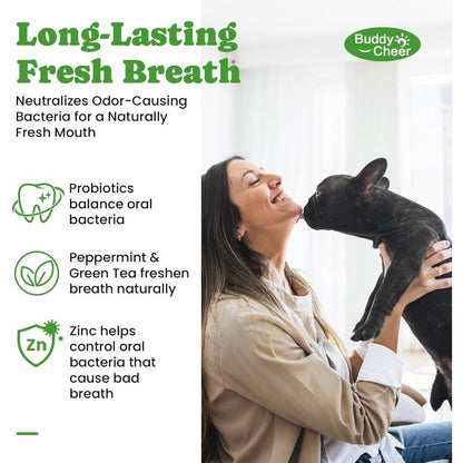 Dog Dental Care Powder for Fresh Breath & Plaque Control with Enzymes, Mint