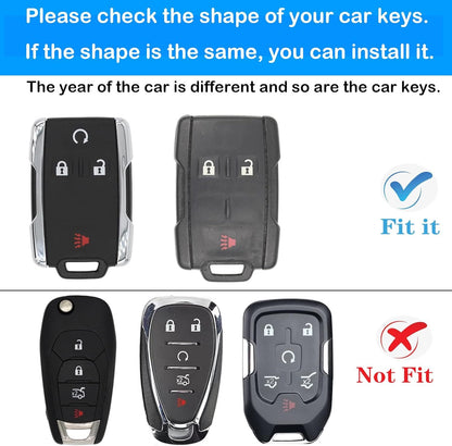 Chevy key fob cover, TPU, 4-btn, fits GMC/Chevy models, red, w/keychain.