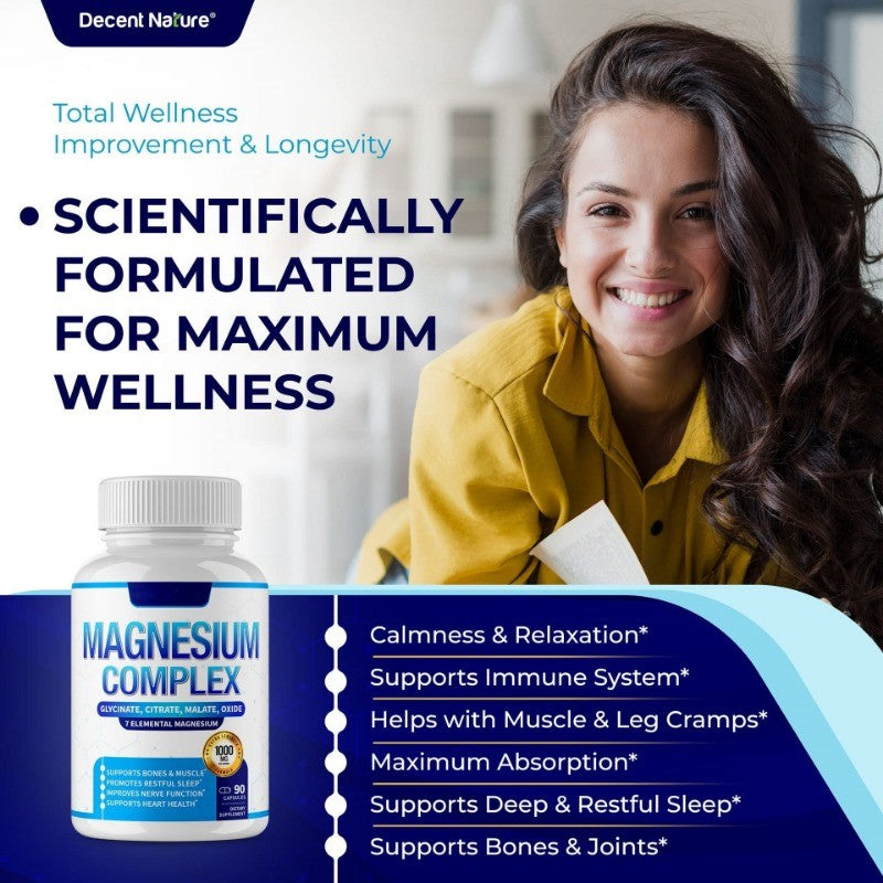 Magnesium Glycinate Capsules Stress Relief and Muscle Support Complex