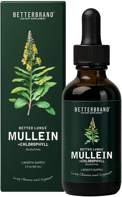Betterbrand Mullein & Chlorophyll Drops for Lung Detox & Respiratory Support