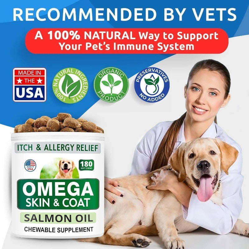 Omega 3 for Dogs with Salmon Oil for Healthy Skin & Coat and Joint Support