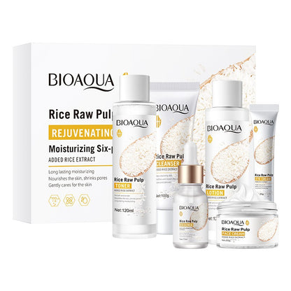 Rice Ferment Skincare Set Hydrating Facial Cleanser Toner Essence Emulsion Cream