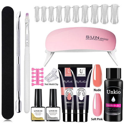 Poly Nail Gel Set with Nail Art Tool Kit LED Lamp full Manicure Quick Extension