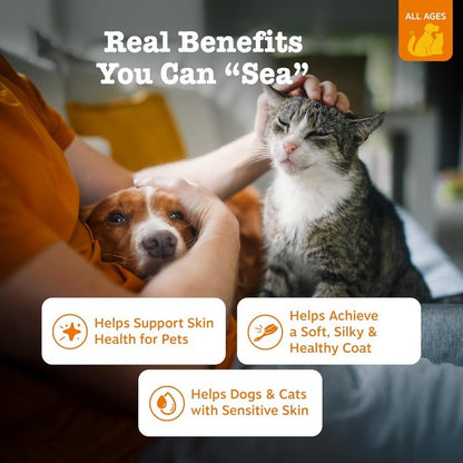 Omega 3 Fish Oil for Dogs & Cats with Pollock & Salmon, Skin & Coat Support