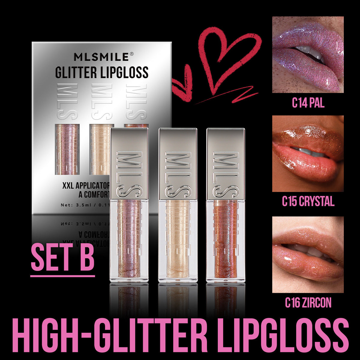 3pcs/set Mirror Pearl Lip Gloss Long Lasting Moisturizing Lipstick Shine Glitter