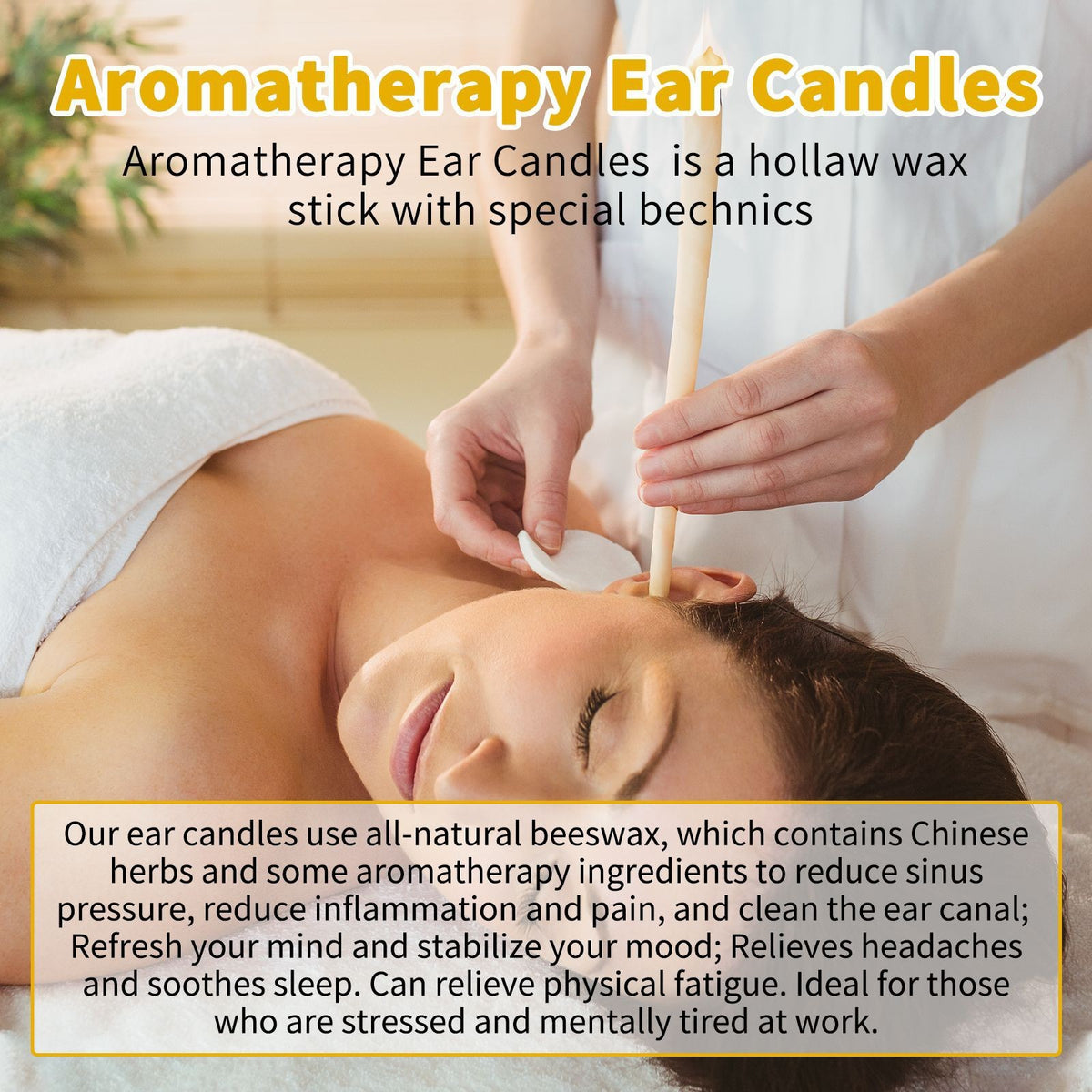 6-Pack（5Box/set) Beeswax Ear Candles Conical Horn for Relaxation Ear Cleaning