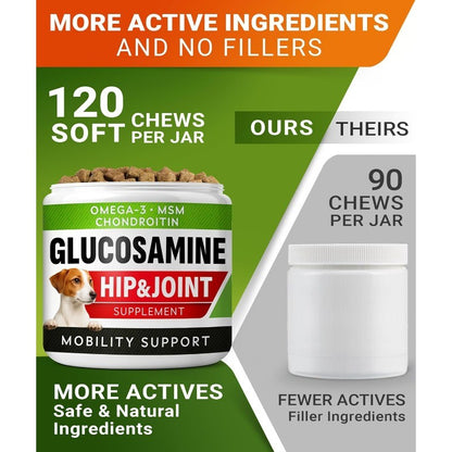 Glucosamine Treats for Dogs with Omega 3 & Chondroitin for Joint Care