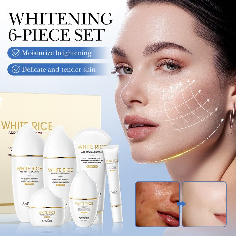 Rice & Niacinamide Skincare Gift Set Cleanser Toner Serum Eye Cream Lotion