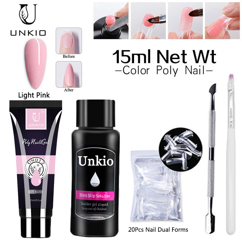 Poly Nail Gel Set Manicure Set Gel Cuticle Pusher Finger Extend Mold Kit Polish