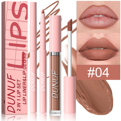 2-in-1 Lip Liner & Lipstick – Velvet Matte, Waterproof, Long Lasting Lip Gloss