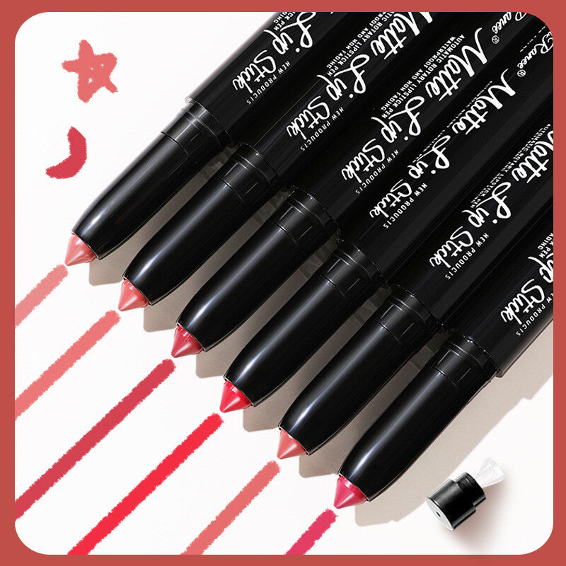 12 Colors 1.8g Auto Lip Liner & Matte Lipstick - Velvet Red & Rosewood