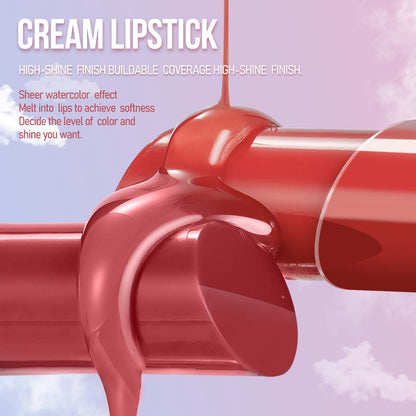 6-Color Press Lip Gloss Hydrating Mirror Finish Lipstick Non-Sticky Long Lasting