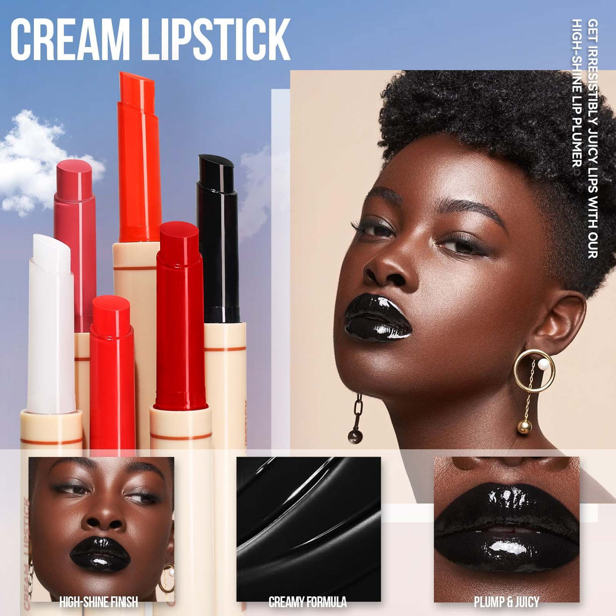 6-Color Press Lip Gloss Hydrating Mirror Finish Lipstick Non-Sticky Long Lasting