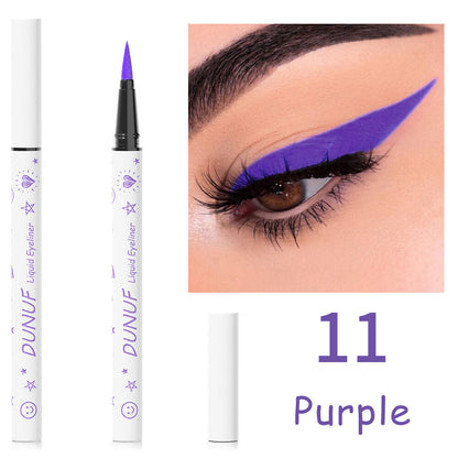 12-Color Liquid Eyeliner - Waterproof, Quick-Dry, Smudge-Proof Makeup for Women