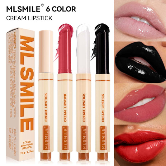6-Color Press Lip Gloss Hydrating Mirror Finish Lipstick Non-Sticky Long Lasting
