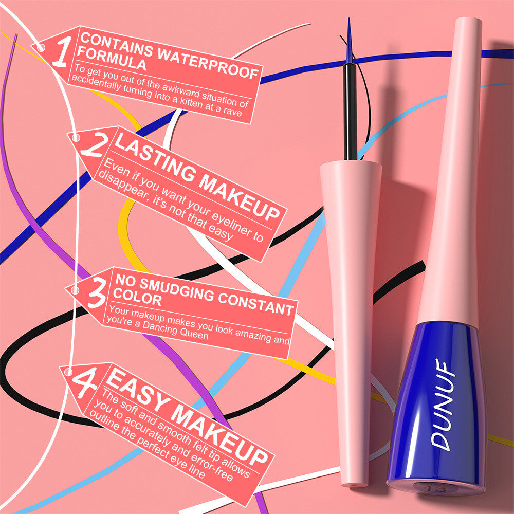 8Color Waterproof Liquid Eyeliner Vibrant Longwear Smudge-Proof Makeup for Women