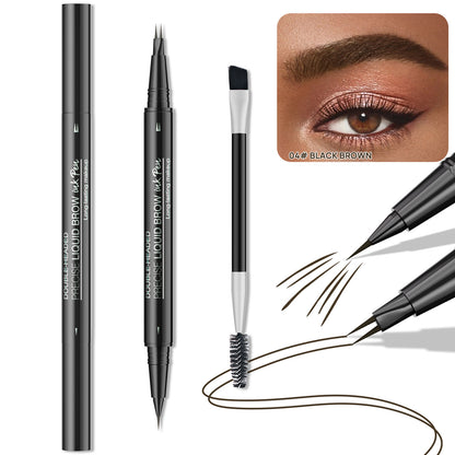 Double-Ended Forked Brow Pen Eyebrow Liner Waterproof SmudgeProof Eyes Makeup