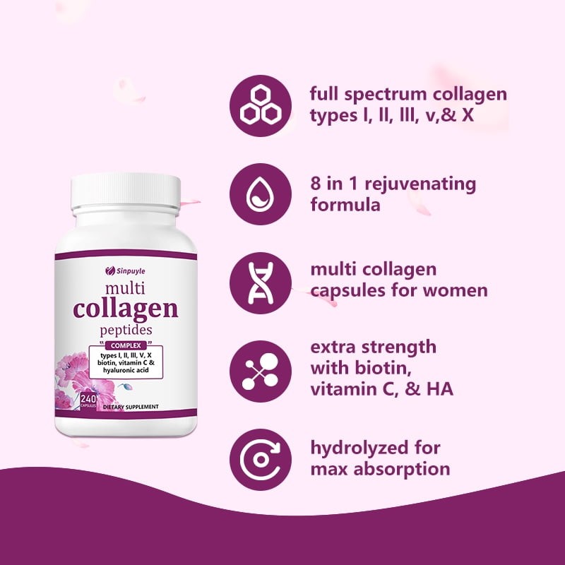 Sinpuyle Multi Collagen Peptides Complex Daily Collagen Supplement Capsules