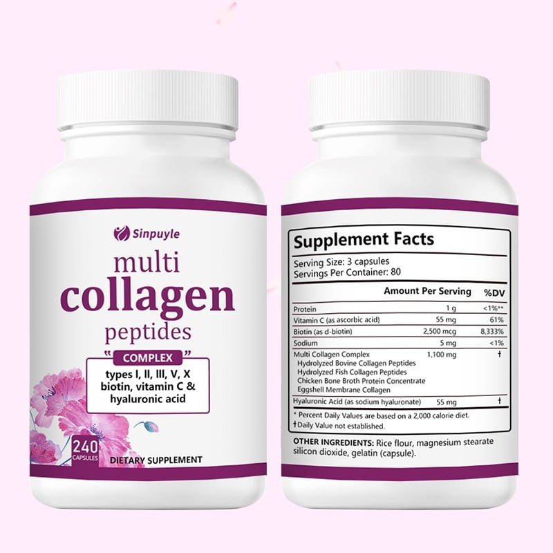 Sinpuyle Multi Collagen Peptides Complex Daily Collagen Supplement Capsules