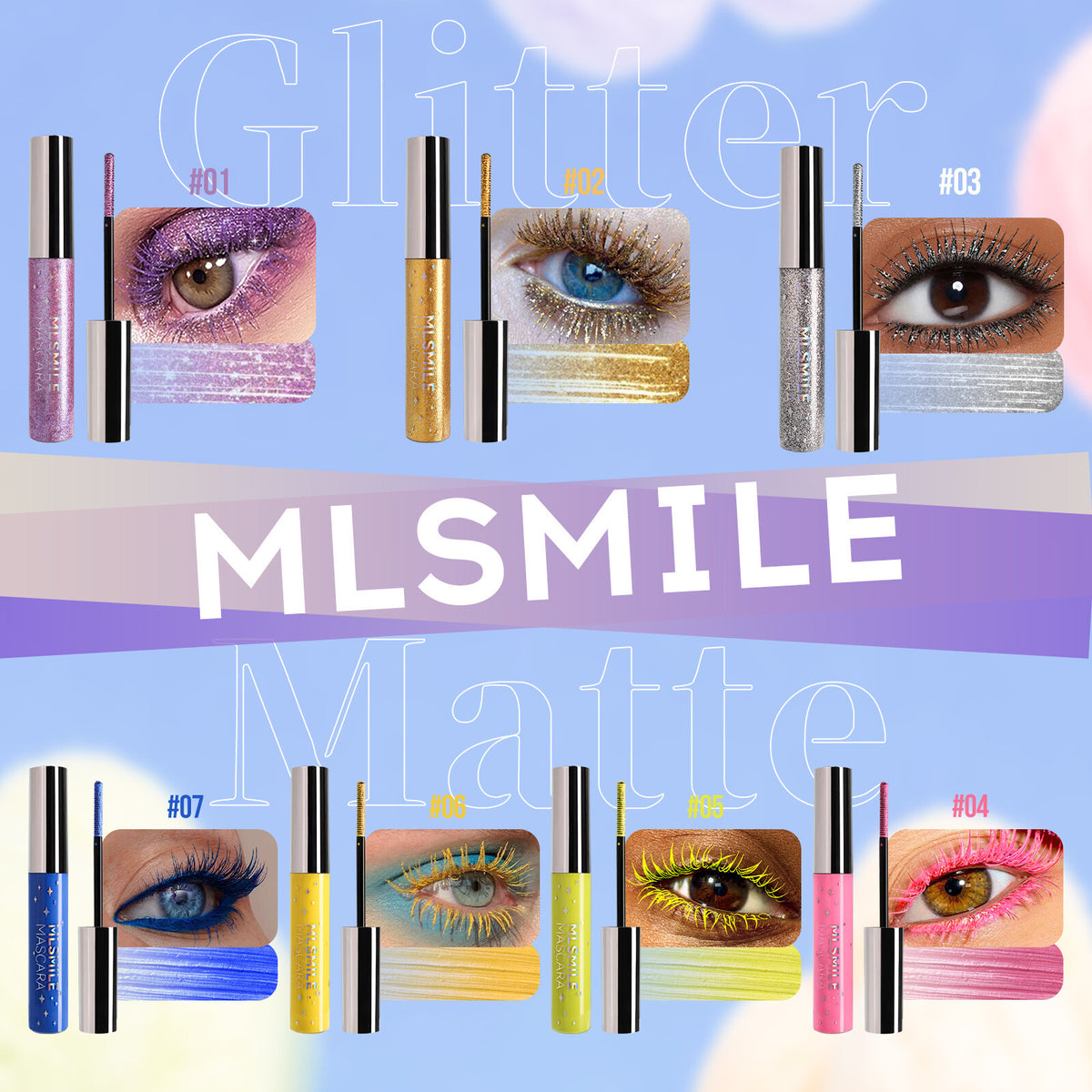 Glitter Mascara - Colorful Shimmer, Waterproof, Spiral Brush, Christmas/Cosplay