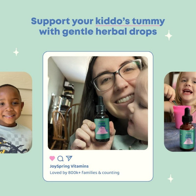 Kids Herbal Digestive Drops with Black Walnut Extract, Alcohol-Free & Raspberry
