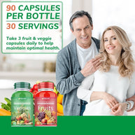 Sinpuyle Whole Food Fruits&Veggies Supplement combination-2 Bottles(90 Capsules)