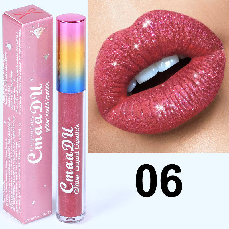 Diamond Sparkle Lip Gloss - Iridescent Shine, Glitter Lipstick, High Shine