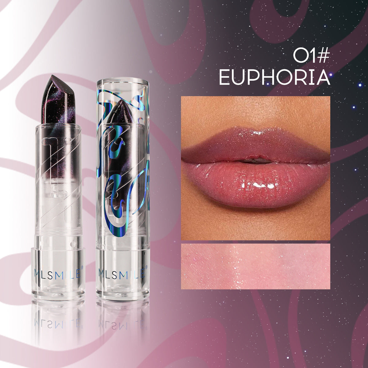 3 Colors Galactic Pattern Lipstick Color-Changing Shine Non Stick Cup Cat Eye