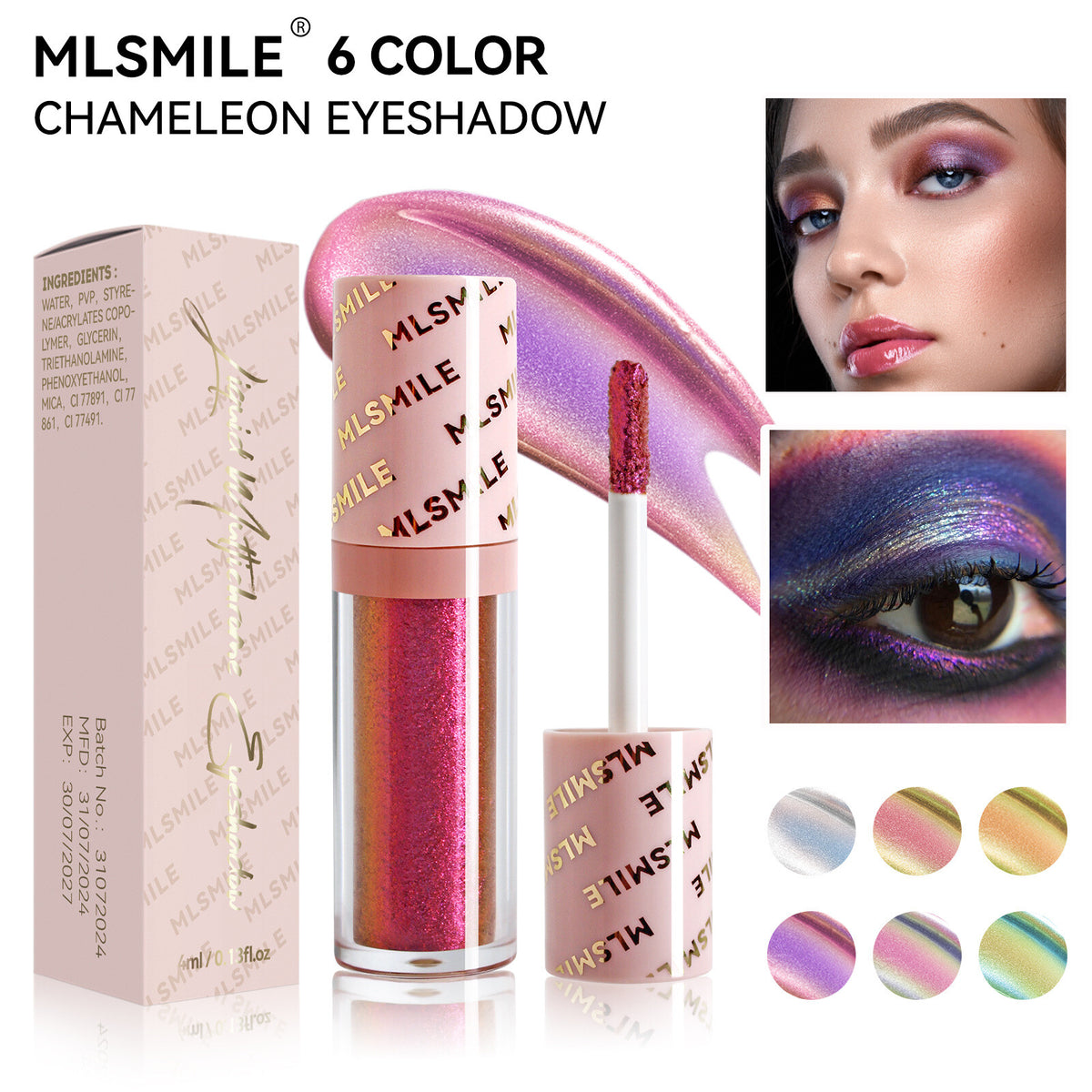 Chameleon Liquid Eyeshadow - Shimmer Metallic Shift, Iridescent Glitter Makeup