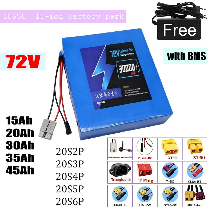 72V 20S2P Li-ion Battery Pack with Enclosure 15Ah 20Ah 30Ah 45Ah for E-Bike