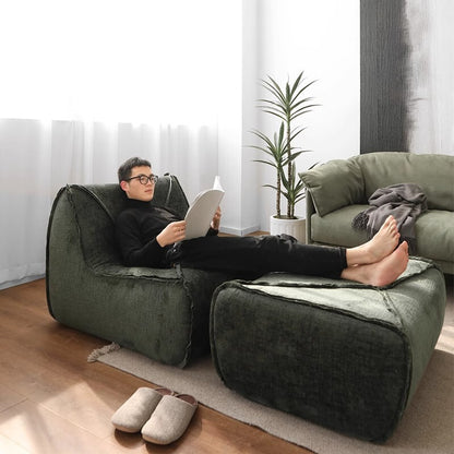 Italian Minimalist Sofa with Footrest Contemporary Lounge Corduroy