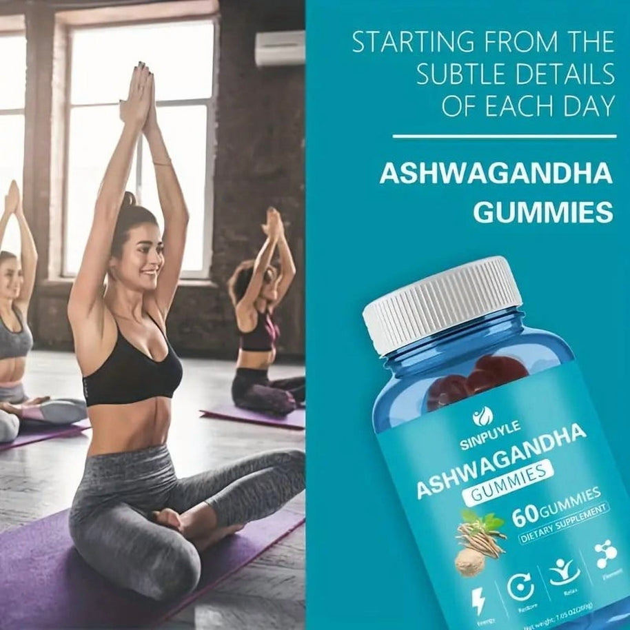 Sinpuyle Ashwagandha Gummies Natural Adaptogen Supplement-1 Bottle 60 Count