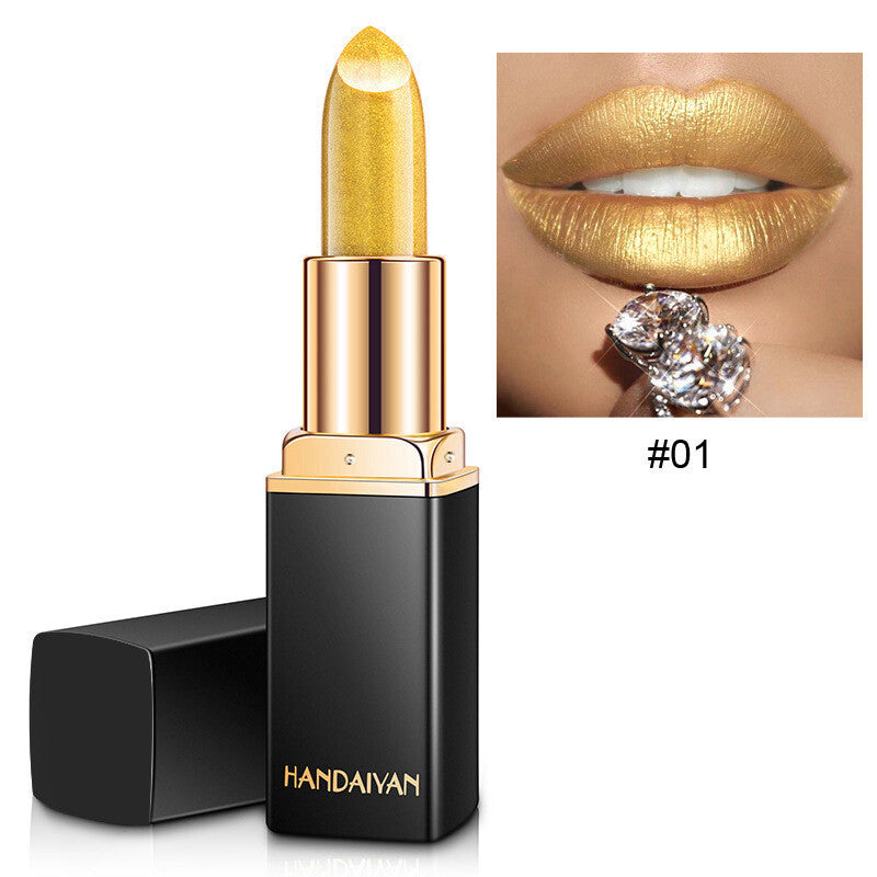 Color Changing Lipstick - Metallic Pearl Shimmer, Mood Lip Gloss Shiny Rose Gold