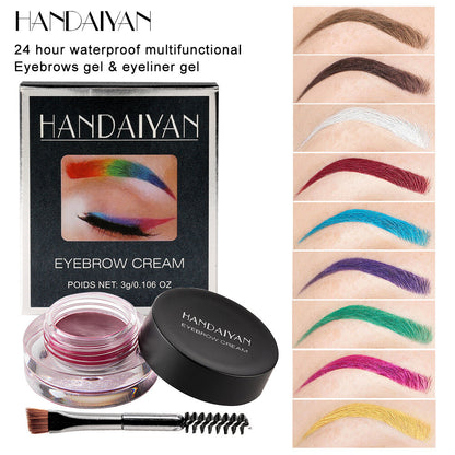 12-Color Eyebrow Liner & Mascara with Brush- Waterproof For Sparse Brows