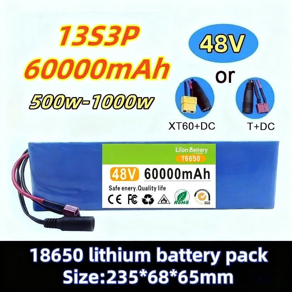 48V 60Ah 13S3P Li-ion Battery with BMS for Electric Bicycle E-Scoote
