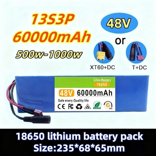 48V 60Ah 13S3P Li-ion Battery with BMS for Electric Bicycle E-Scoote