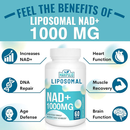 Liposomal NAD+ Supplement 1000mg for Energy, Brain Function & DNA Support