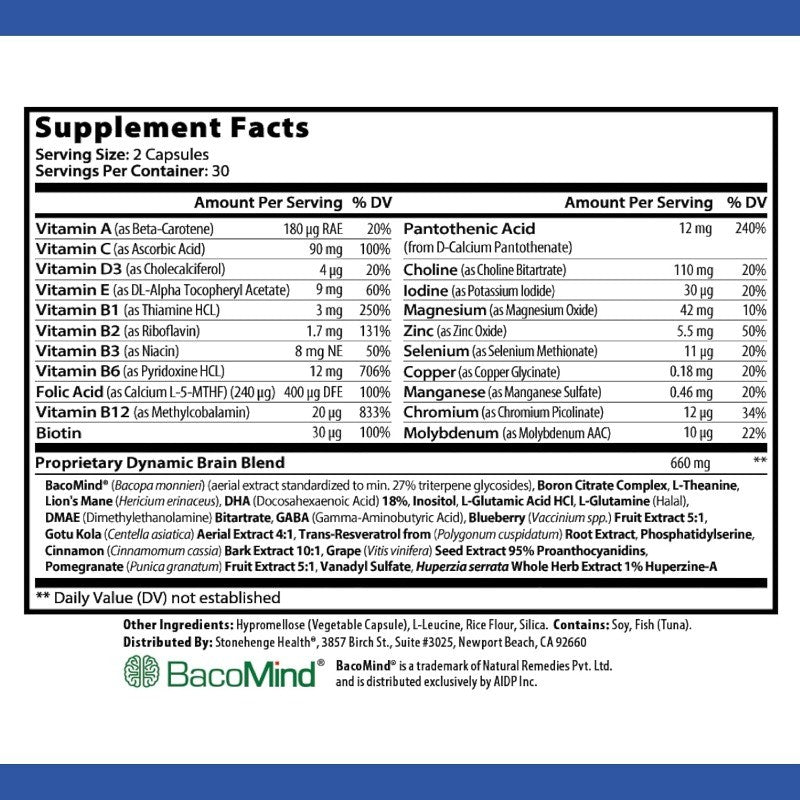 Brain Health Supplement with Nootropic Herbs for Memory and Cognitive Function