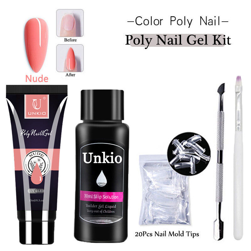 Acrylic Extension Poly Nail Gel Kit Quick Building Complete Tools Brush Form Set