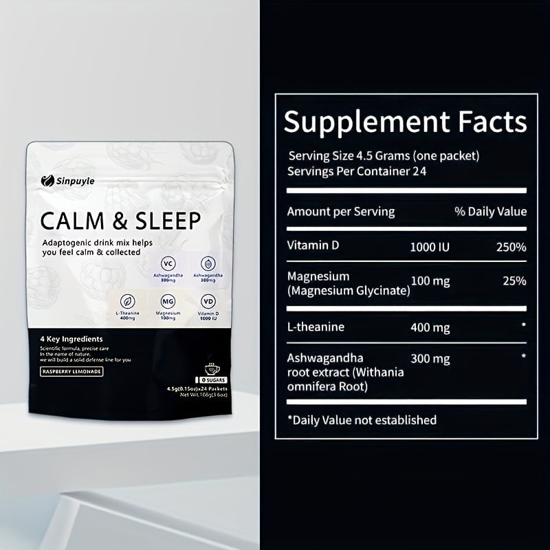 Sinpuyle Calm & Sleep Adaptogenic Drink Mix-Raspberry Lemonade-Sugar Free-1 pack