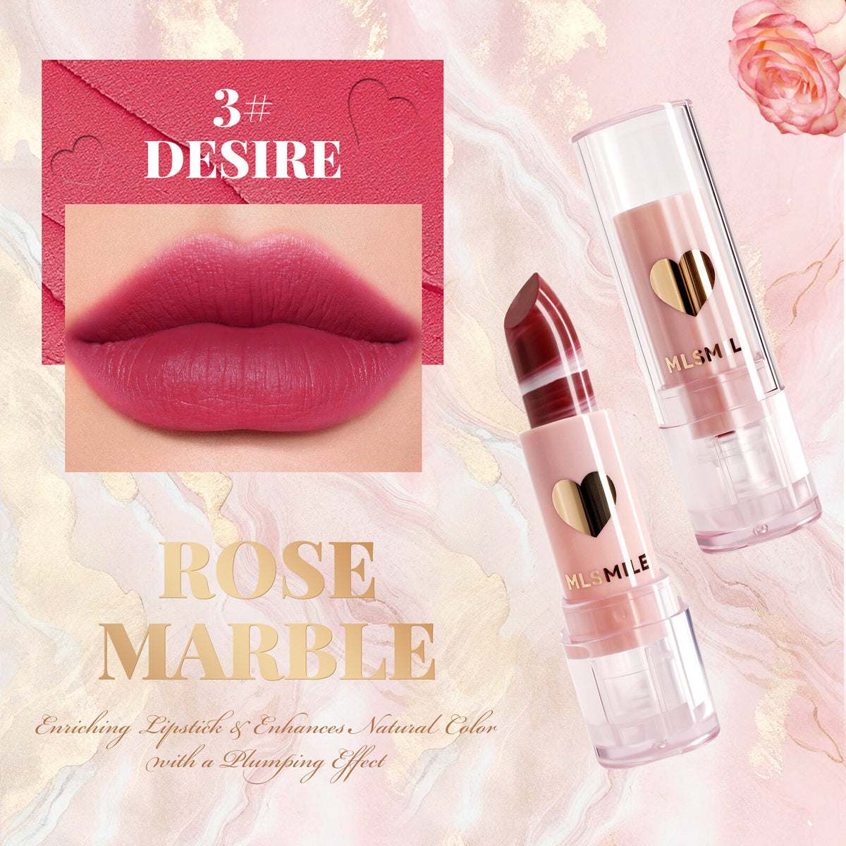 Marble Matte Lipstick 4 Colors Velvet Matte Finish Moisturizing and Long Lasting