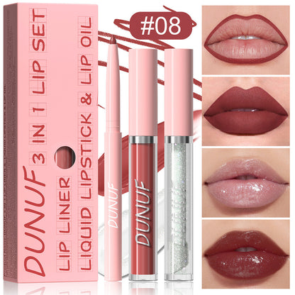 3-in-1 Lip Liner + Lips Gloss + Lip Oil 💄 Matte & Shimmer 🌸 Long Lasting