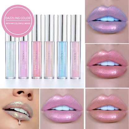 6 Colors Laser Holographic Lip Gloss Liquid Lipstick Glitter Waterproof Metallic