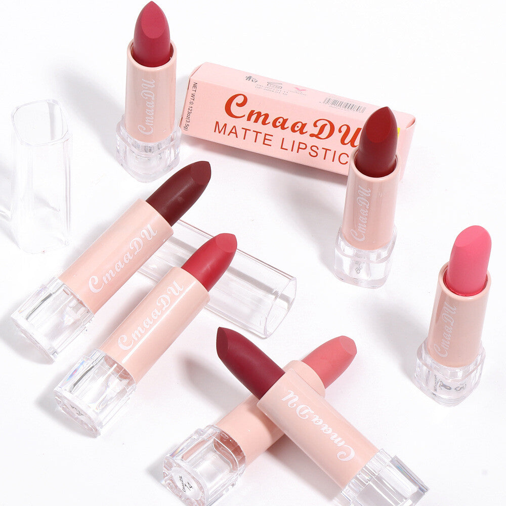 15-Color Matte Lipstick - Waterproof, Long-Lasting, Non-Stick Vegan