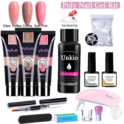 15ml Poly Nail Gel Kit 12in1 Nail Art Set Led Lamp Gel Varnish Quick Extension