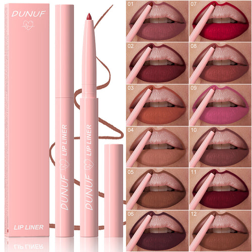 12 Colors Lip Liner Pencils - Velvet Matte Lipstick Beginner Friendly Waterproof