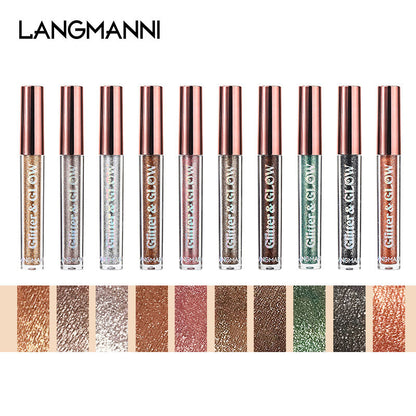 10-Color Gift Set Holographic Liquid Eyeshadow - Pearlized, Longwear Eye Shadow