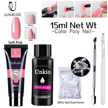 Poly Nail Gel Set Manicure Set Gel Cuticle Pusher Finger Extend Mold Kit Polish